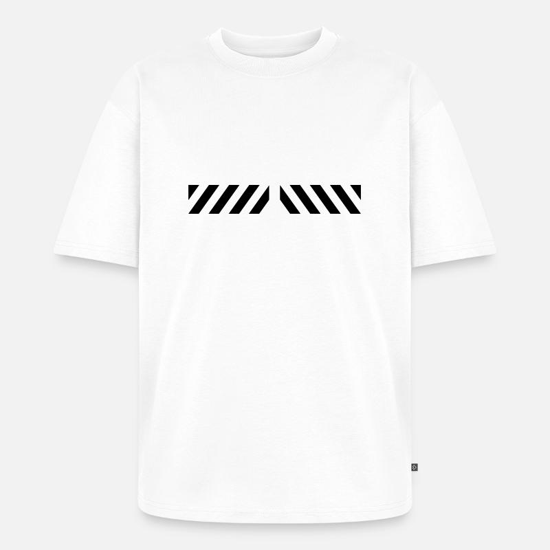 Warning 3 Zipper Warnbalken - Unisex Premium Oversized Bio T-Shirt - Weiß