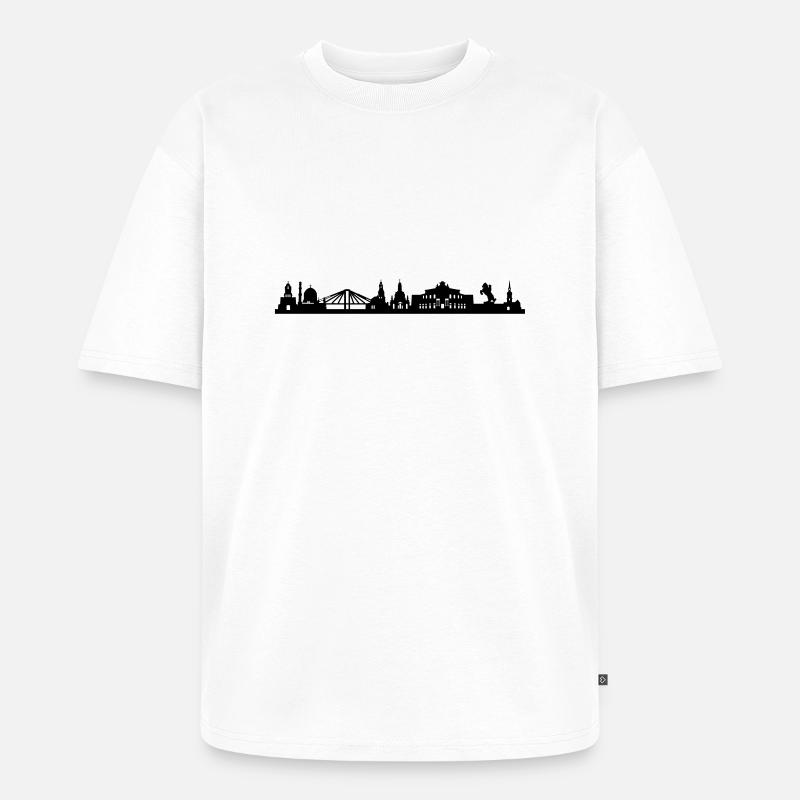 Skyline Dresden lang - Unisex Premium Oversized Bio T-Shirt - Weiß