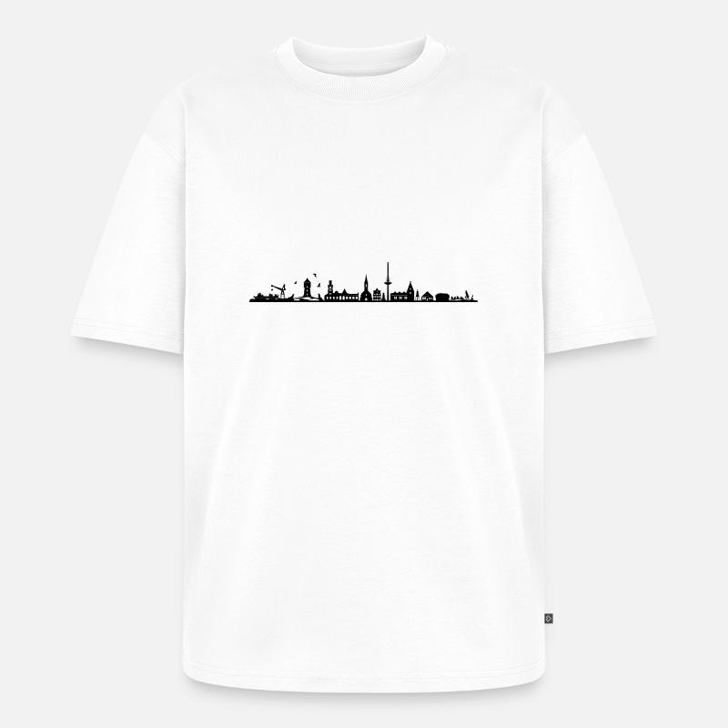 Skyline - Küste Cuxhaven - Unisex Premium Oversized Bio T-Shirt - Weiß