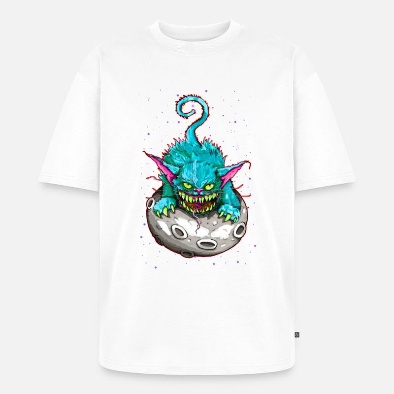 SPACE CAT - Unisex Premium Oversized Bio T-Shirt - Weiß