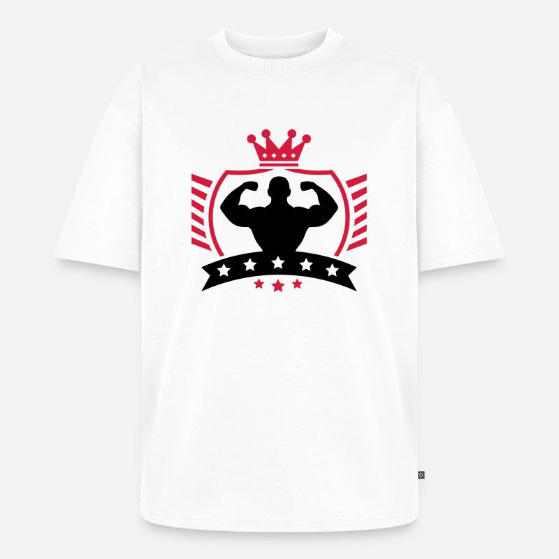 bodybuilder_shield_ym2 - Unisex Premium Oversized Bio T-Shirt - Weiß