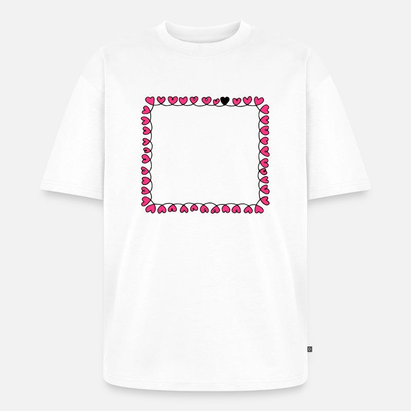 Rahmen Herzen - Unisex Premium Oversized Bio T-Shirt - Weiß