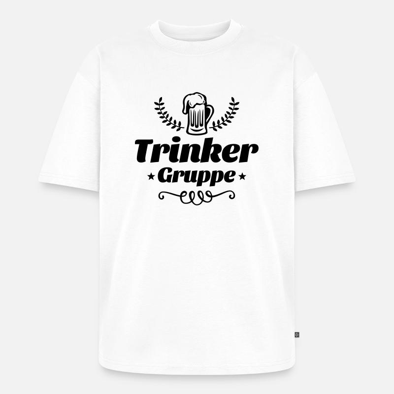 trinker gruppe bier - Unisex Premium Oversized Bio T-Shirt - Weiß