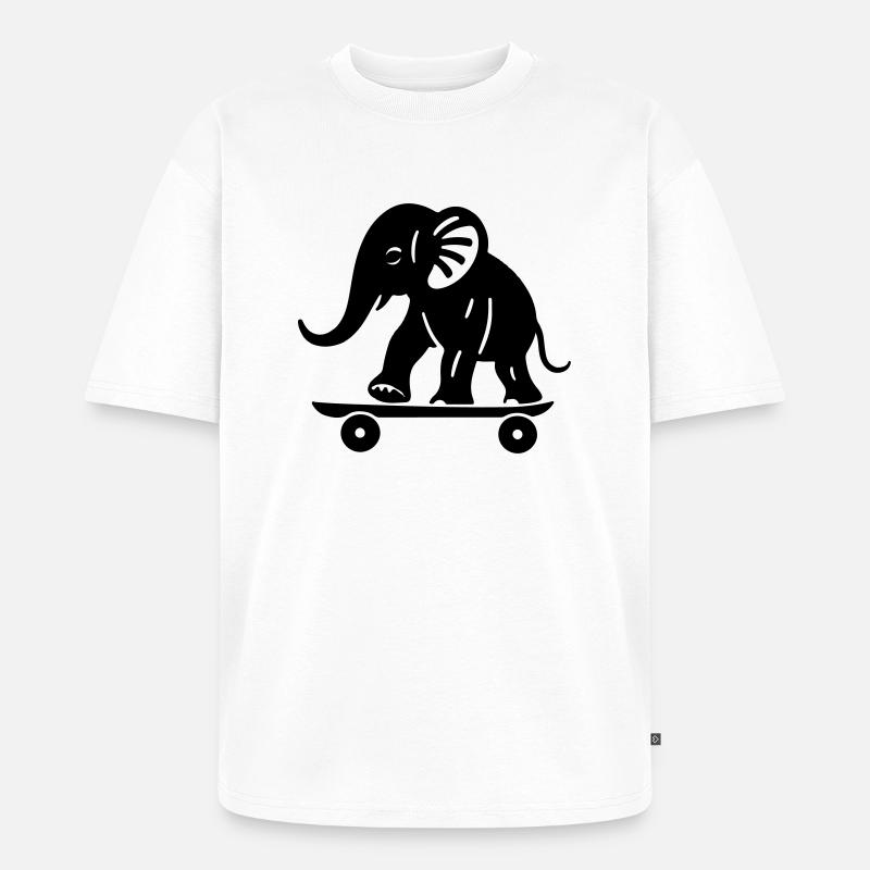 Elephant Skateboard - vector version - Unisex Premium Oversized Organic T-Shirt - white