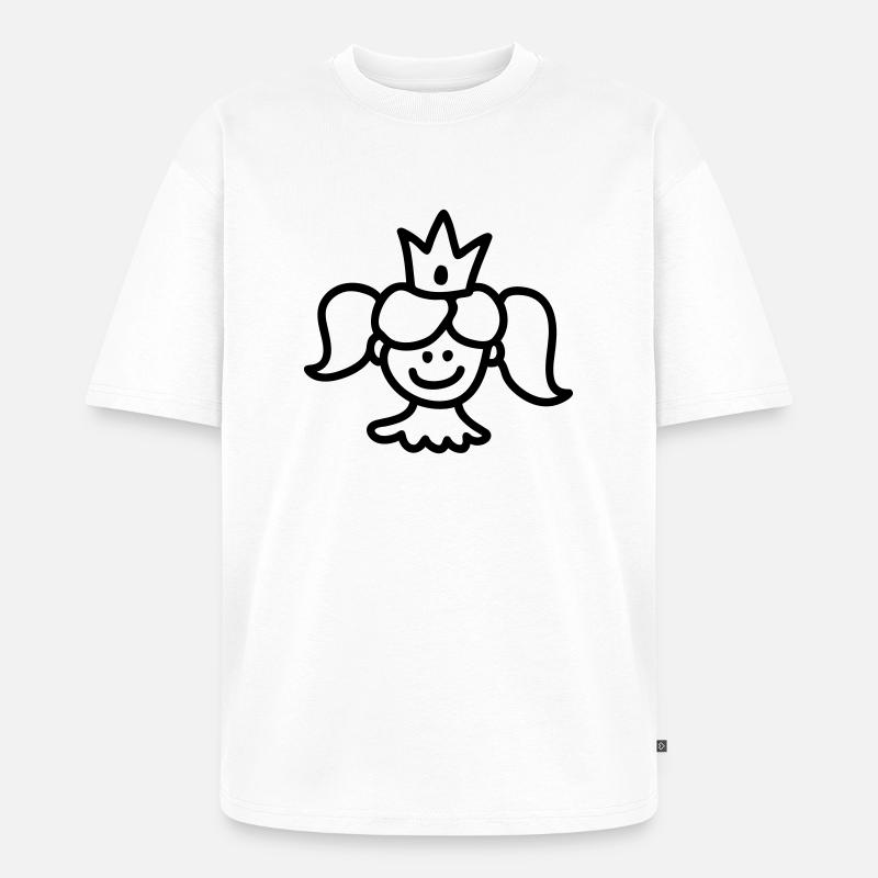 Prinzessin mit Krone - Line - Unisex Premium Oversized Bio T-Shirt - Weiß