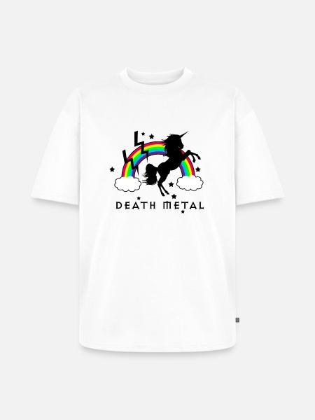 Death Metal Einhorn - Unisex Premium Oversized Bio T-Shirt - Weiß