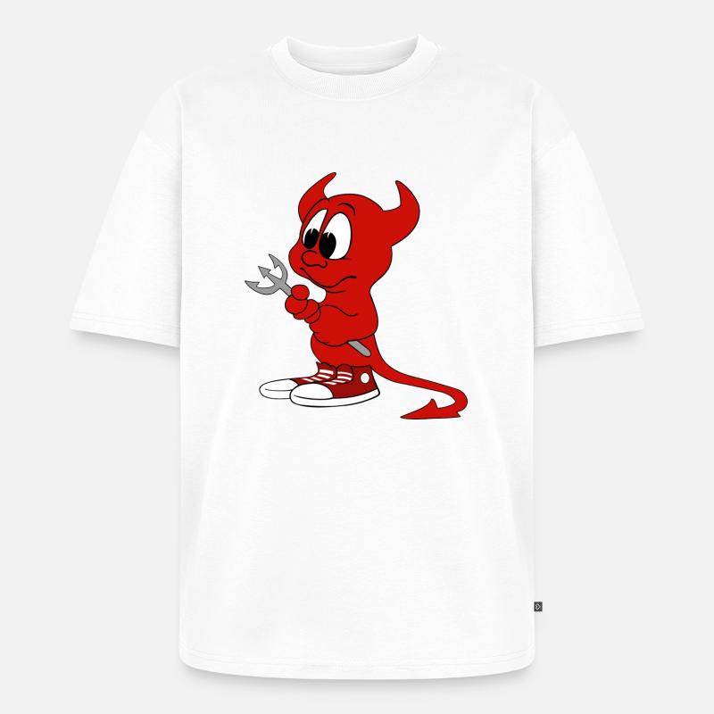 Teufel - Unisex Premium Oversized Bio T-Shirt - Weiß