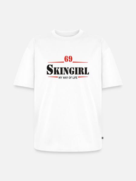 Working Class Skingirl Oi! Antiracist Bootgirl My - Unisex Premium Oversized Organic T-Shirt - white