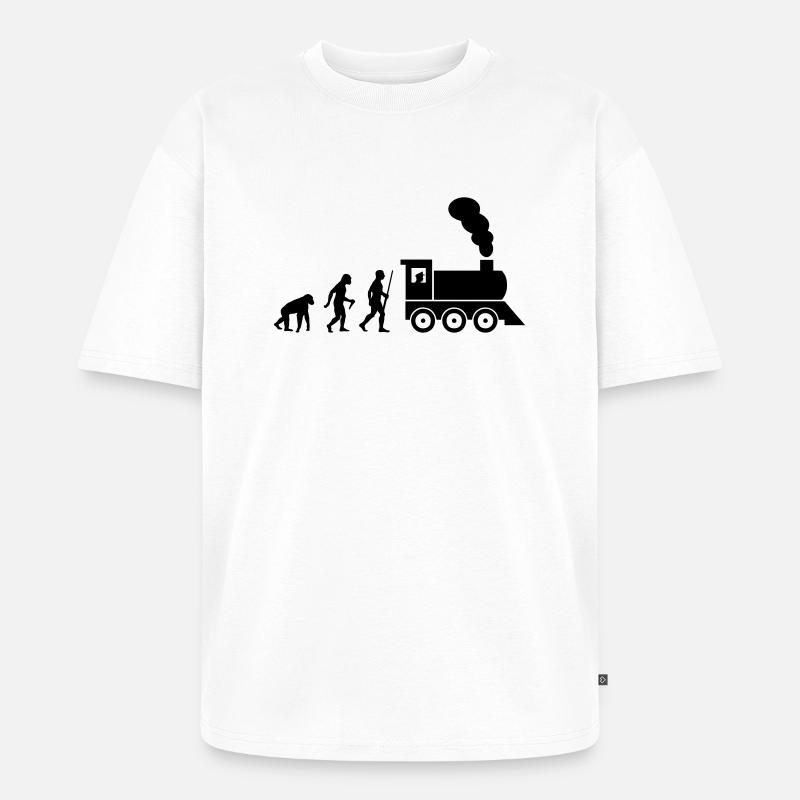 Train driver evolution - Unisex Premium Oversized Bio T-Shirt - Weiß