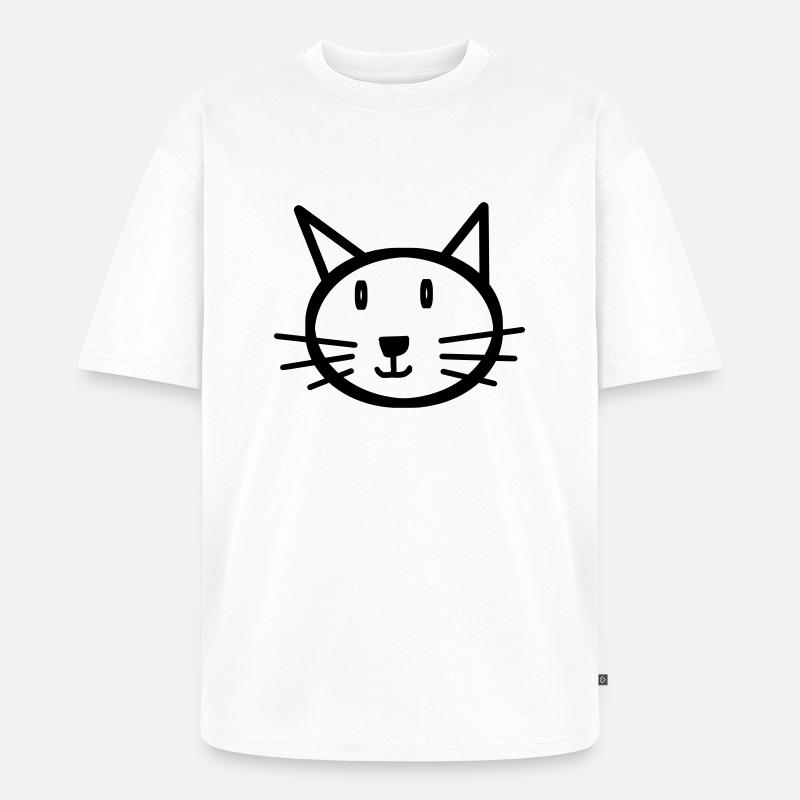 Katze Katzengesicht Geschenk Geschenkidee - Unisex Premium Oversized Bio T-Shirt - Weiß