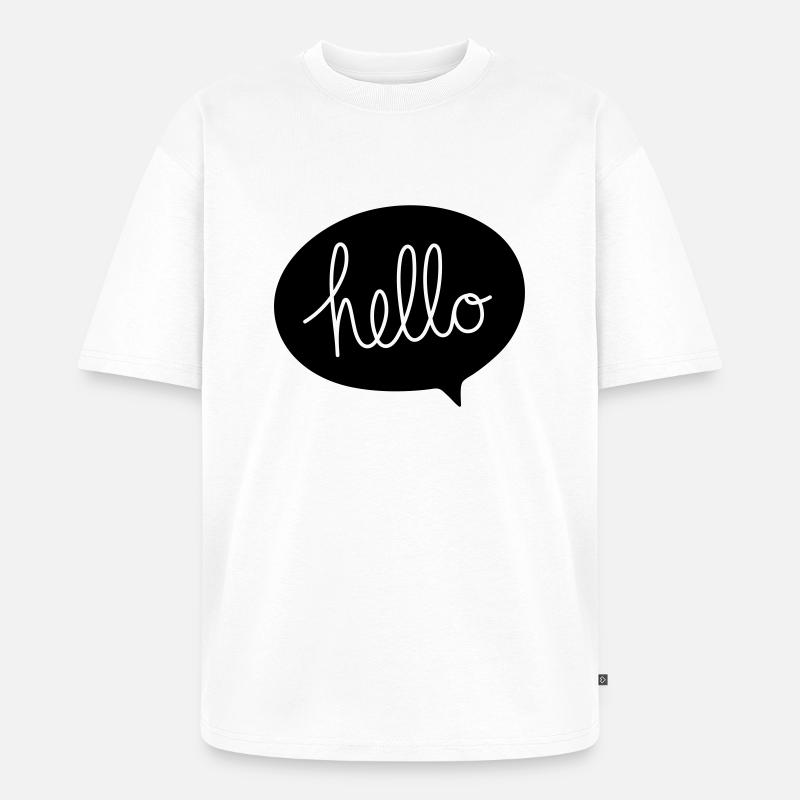 HELLO Sprechblase - Unisex Premium Oversized Bio T-Shirt - Weiß