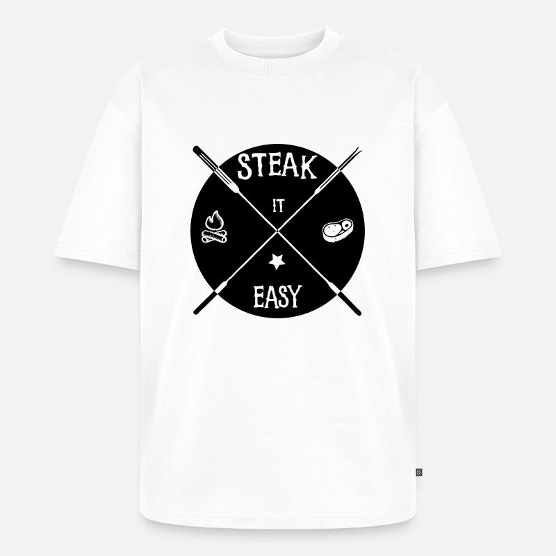 steak it easy_solid - Unisex Premium Oversized Bio T-Shirt - Weiß