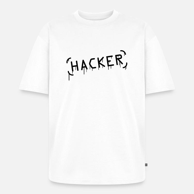 Hacker Graffiti - Unisex Premium Oversized Bio T-Shirt - Weiß