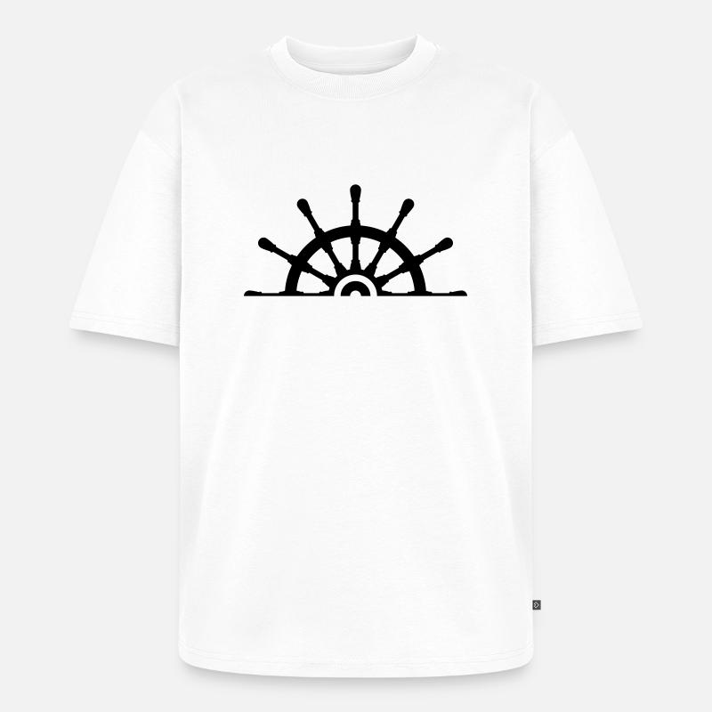 Half Ship Steering Wheel - Unisex Premium Oversized Bio T-Shirt - Weiß