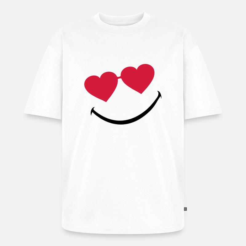smileface_5 - T-shirt Premium bio oversize Unisexe - blanc