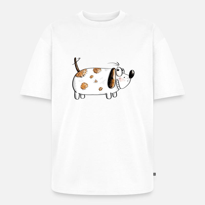 Dicker Lustiger Hund - Hunde Comic - Unisex Premium Oversized Bio T-Shirt - Weiß