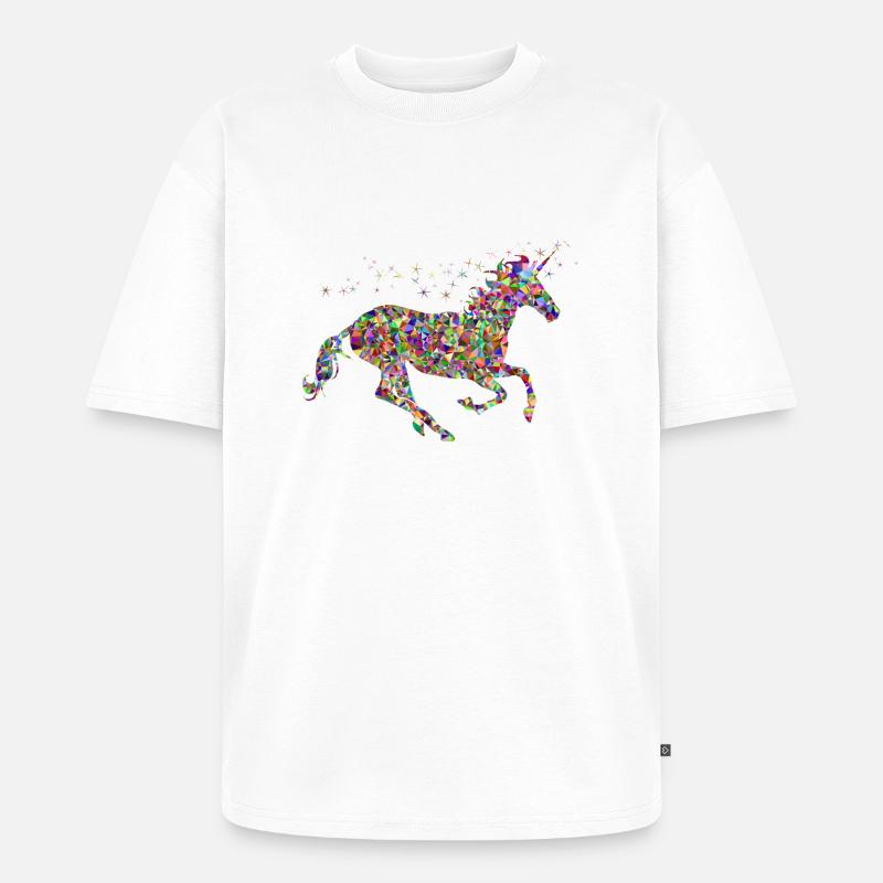 Regenbogen Einhorn Sparkles - Unisex Premium Oversized Bio T-Shirt - Weiß