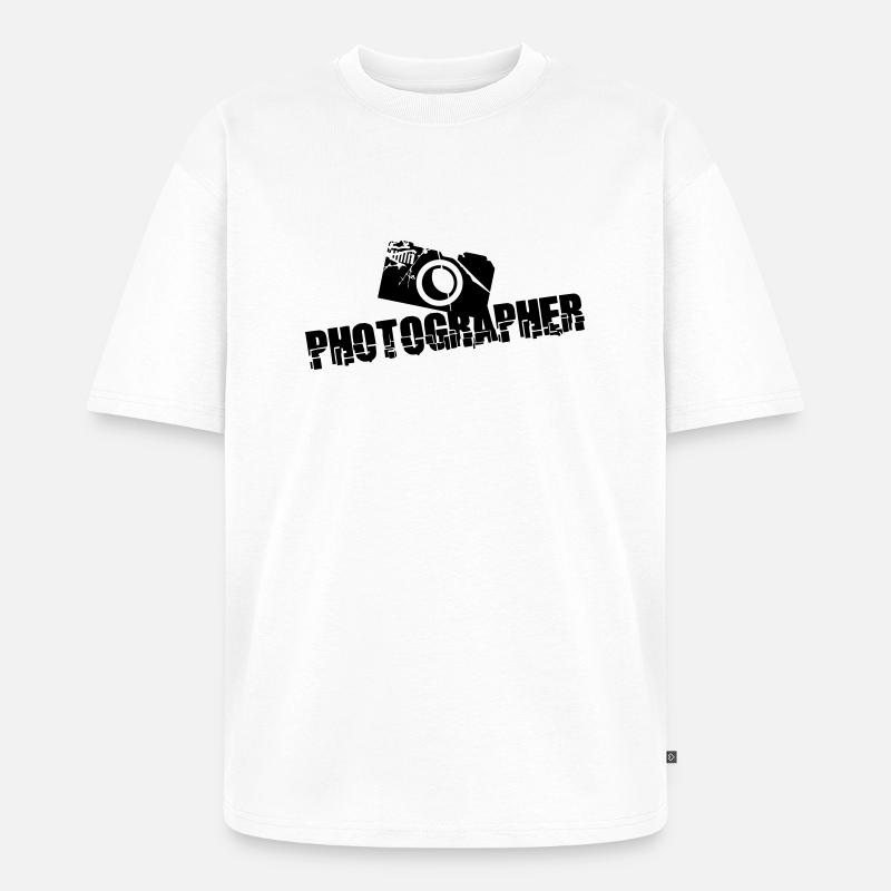 Photographer Camera Text Design - Unisex Premium Oversized Bio T-Shirt - Weiß