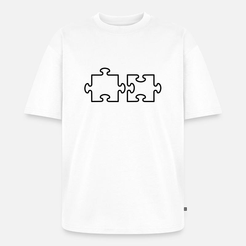 2 Puzzle Teile - Unisex Premium Oversized Bio T-Shirt - Weiß