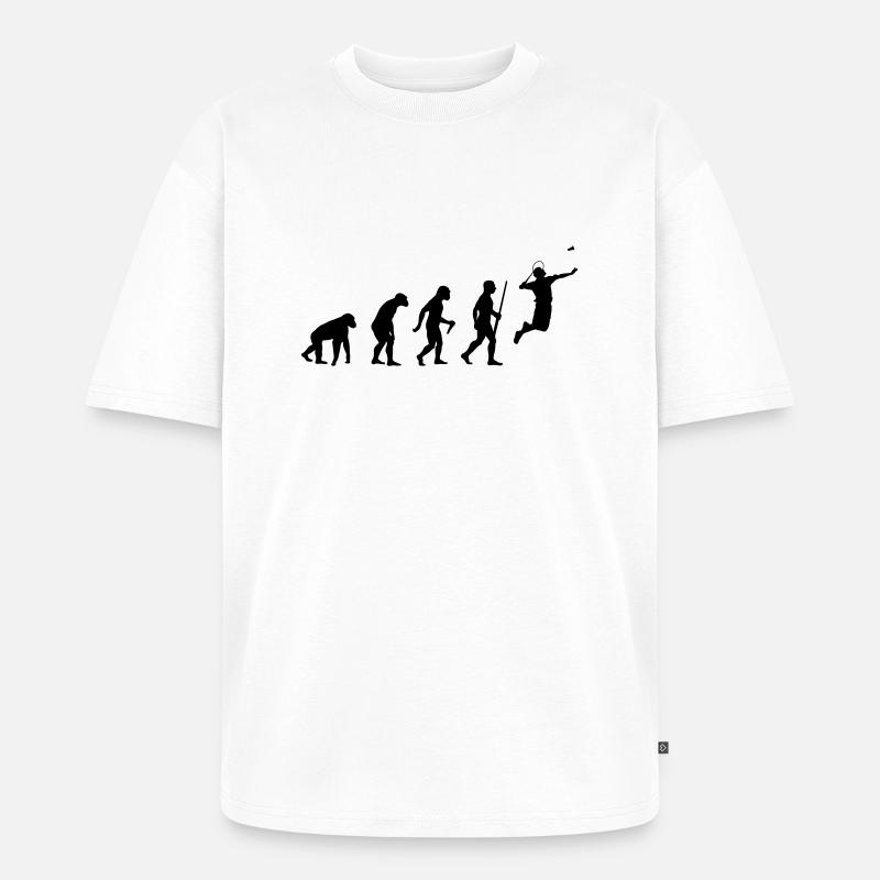 Badminton Evolution - Unisex Premium Oversized Bio T-Shirt - Weiß