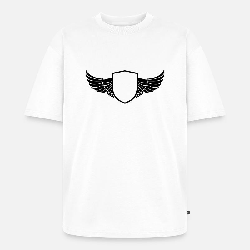 wings shield - Unisex Premium Oversized Bio T-Shirt - Weiß