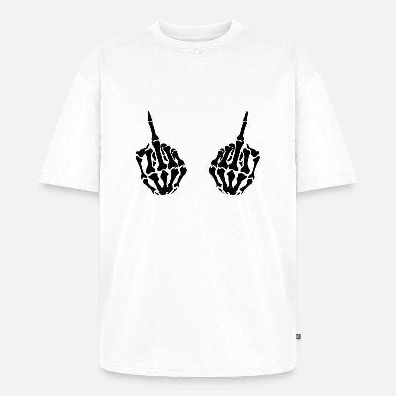 hands middlefinger - Unisex Premium Oversized Bio T-Shirt - Weiß