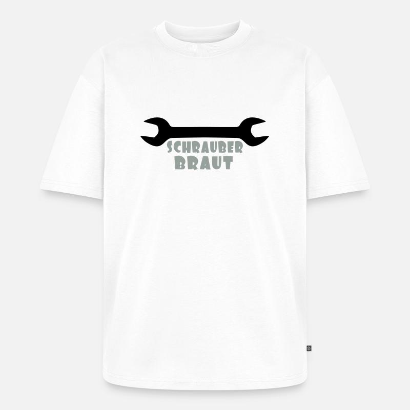 Schrauber-Braut - Unisex Premium Oversized Bio T-Shirt - Weiß