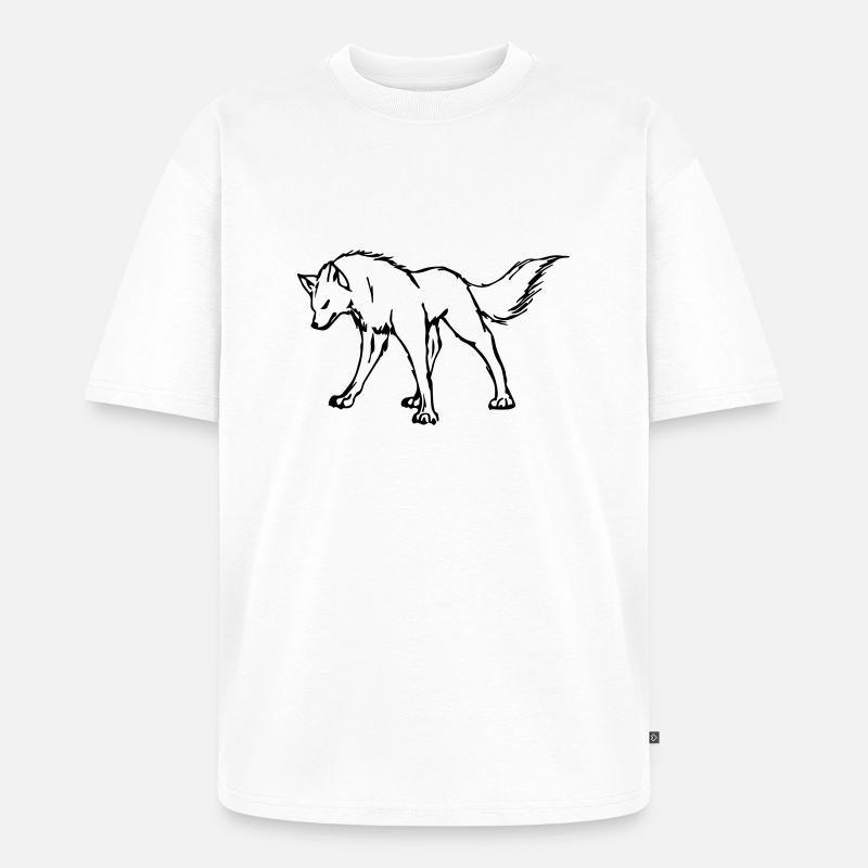 wolf - Unisex Premium Oversized Bio T-Shirt - Weiß