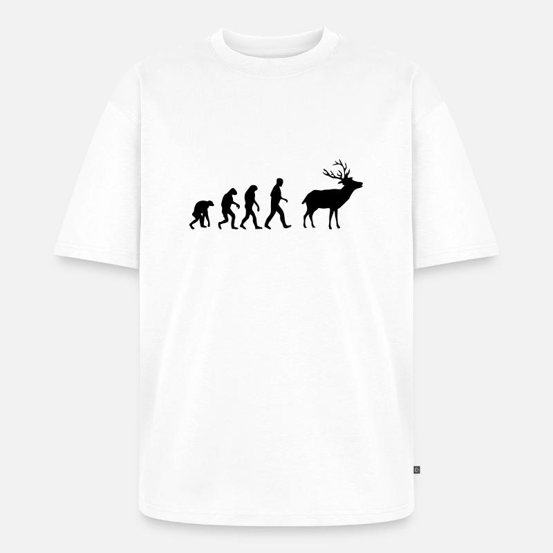 cerf evolution - T-shirt Premium bio oversize Unisexe - blanc