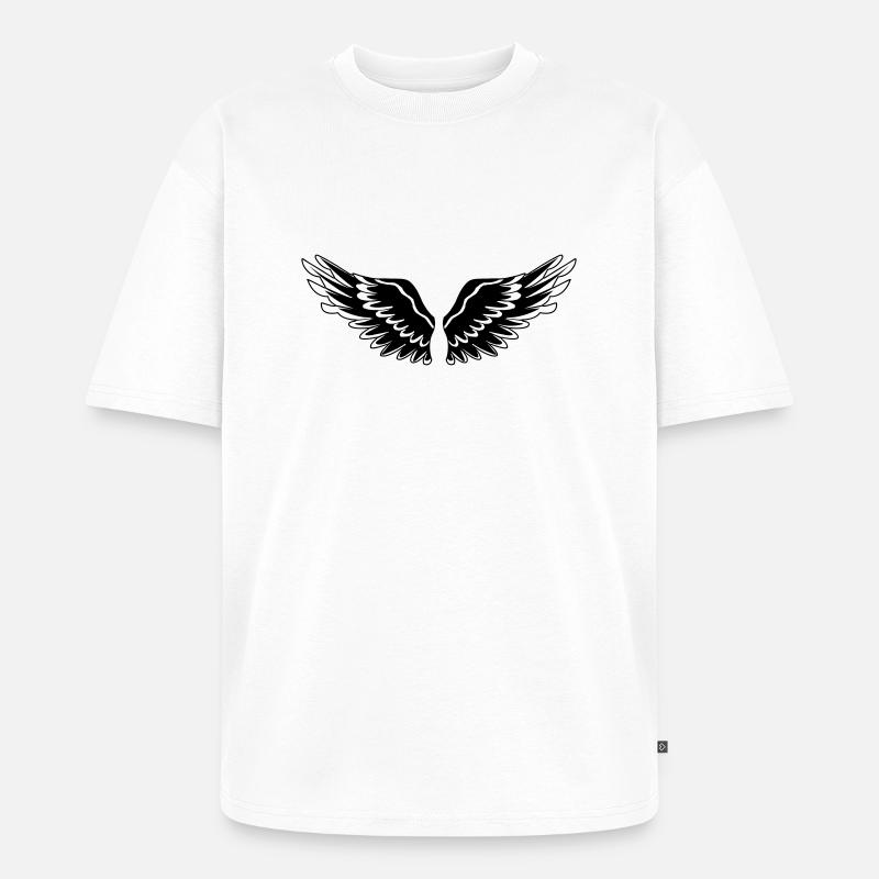 Wings black de - Unisex Premium Oversized Bio T-Shirt - Weiß