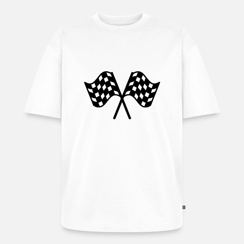 flags races, drapeaux de course - T-shirt Premium bio oversize Unisexe - blanc