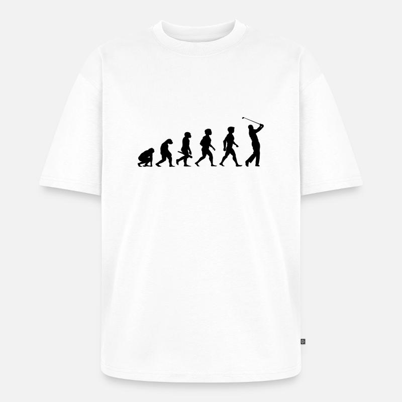 Evolution Golf Golfer Golfspieler Golfplatz - Unisex Premium Oversized Bio T-Shirt - Weiß
