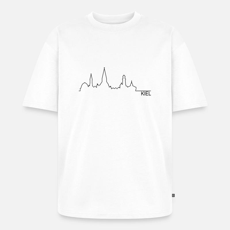 Skyline Kiel Silhouette Name - Unisex Premium Oversized Bio T-Shirt - Weiß