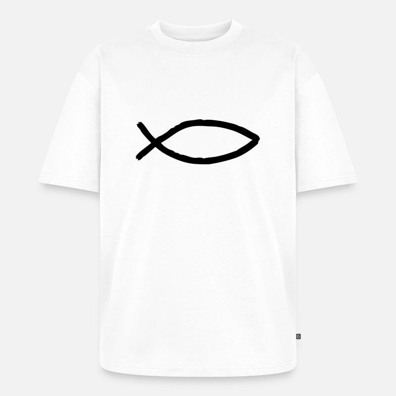 fisch_symbol - Unisex Premium Oversized Bio T-Shirt - Weiß