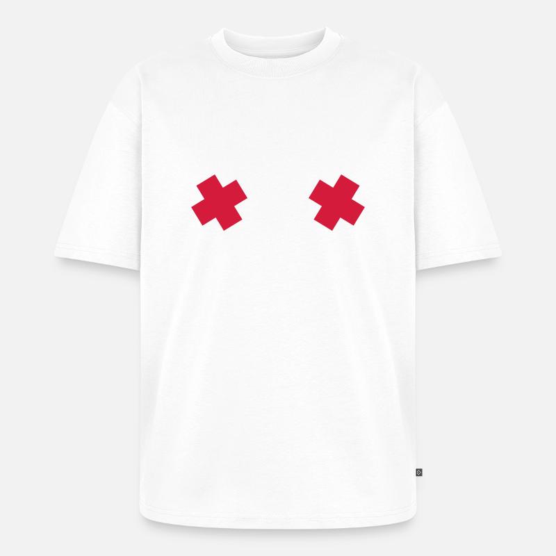 Brüste - Unisex Premium Oversized Bio T-Shirt - Weiß
