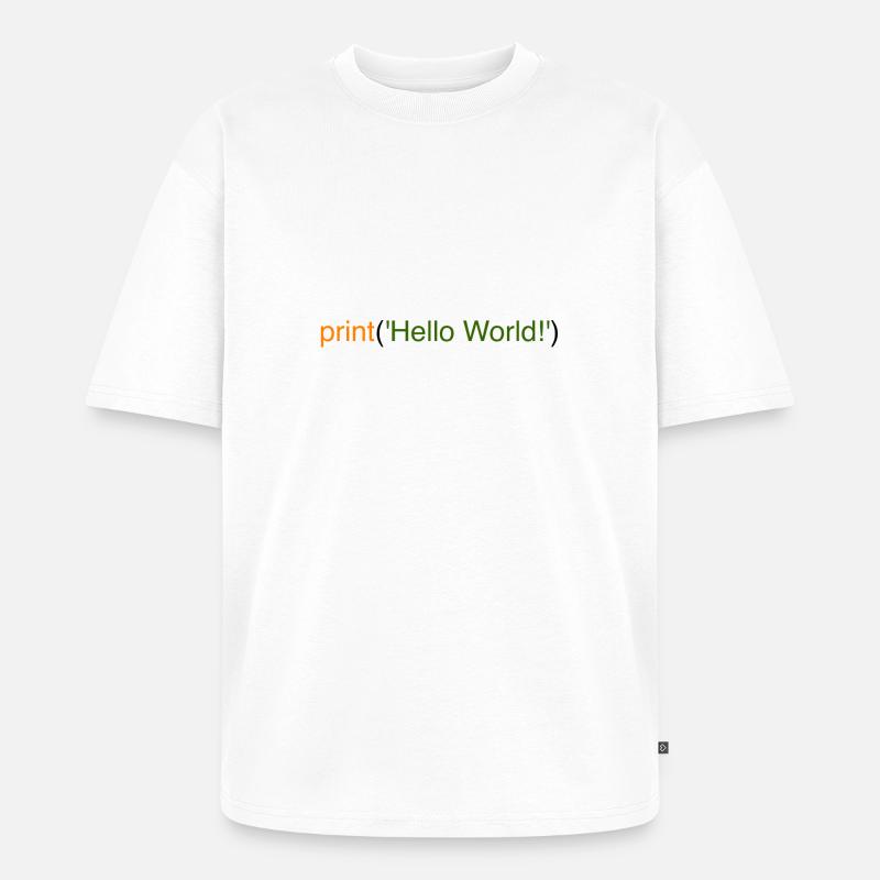 Hello World Python - Unisex Premium Oversized Bio T-Shirt - Weiß