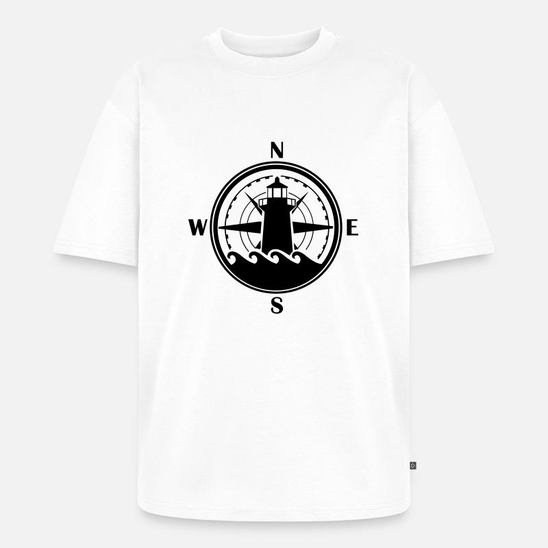 leuchtturm_kompass_01 - Unisex Premium Oversized Bio T-Shirt - Weiß