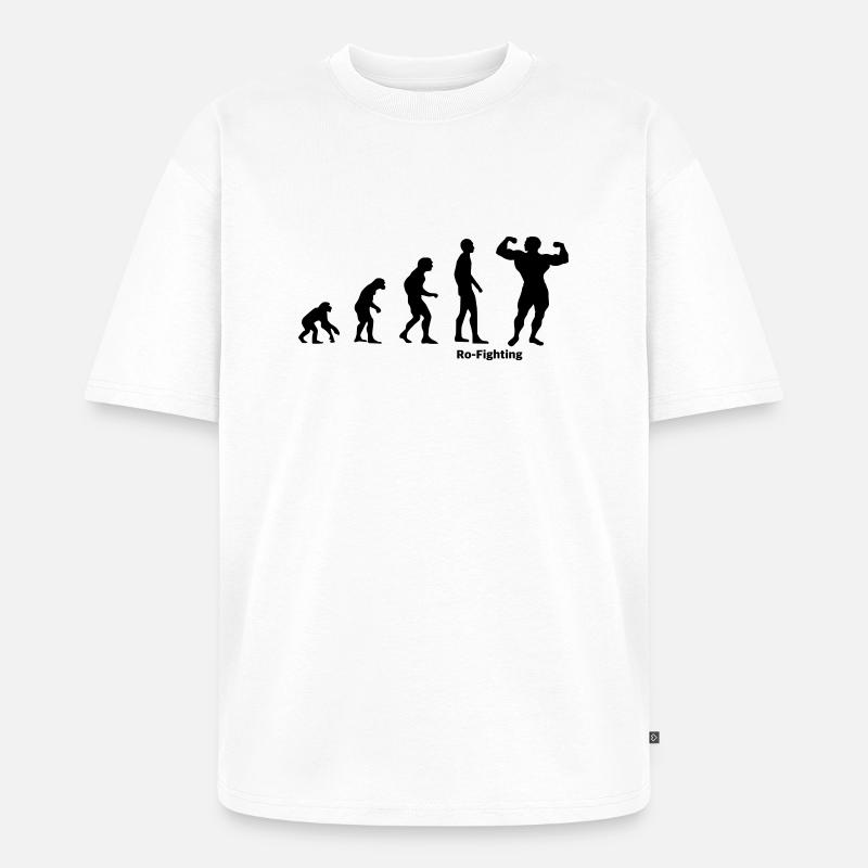Evolution Bodybuilding Bodybuilder Geschenk - Unisex Premium Oversized Bio T-Shirt - Weiß