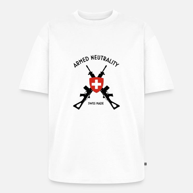 Bewaffnete neutralität schweizer gemacht - Unisex Premium Oversized Bio T-Shirt - Weiß