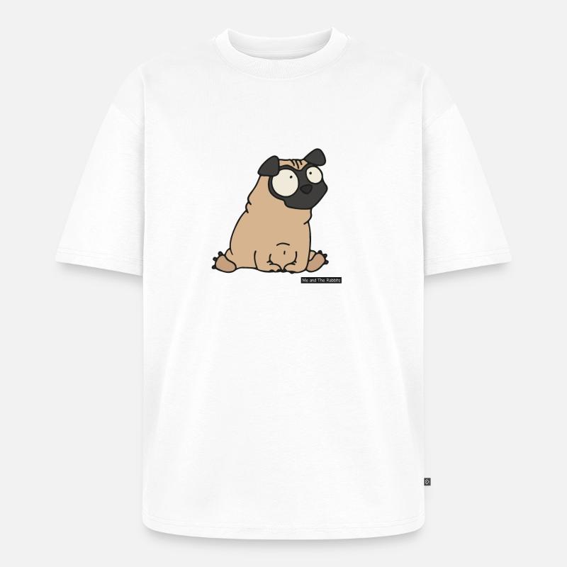 Mops / Pug - Unisex Premium Oversized Bio T-Shirt - Weiß
