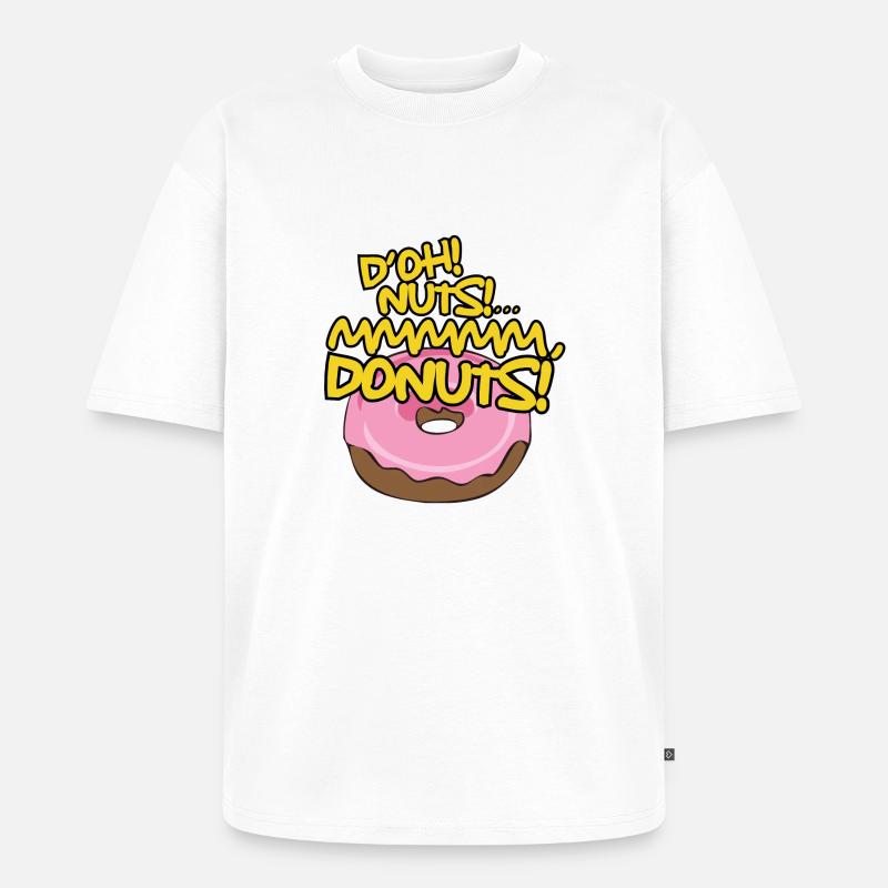 D'OH NUTS (Donuts) - Unisex Premium Oversized Bio T-Shirt - Weiß