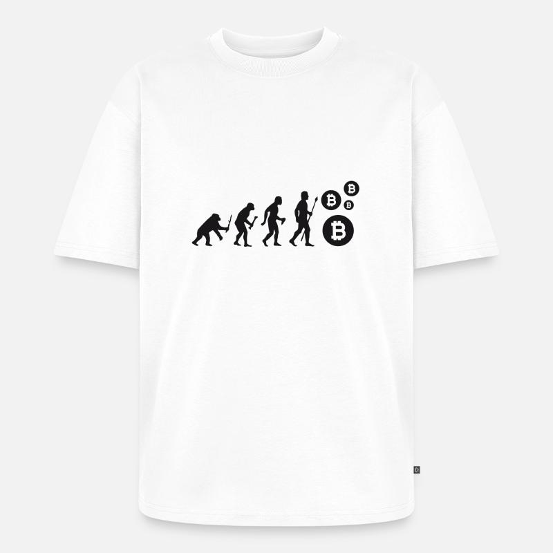 Evolution Bitcoin Bit Coin Shirt - Unisex Premium Oversized Bio T-Shirt - Weiß