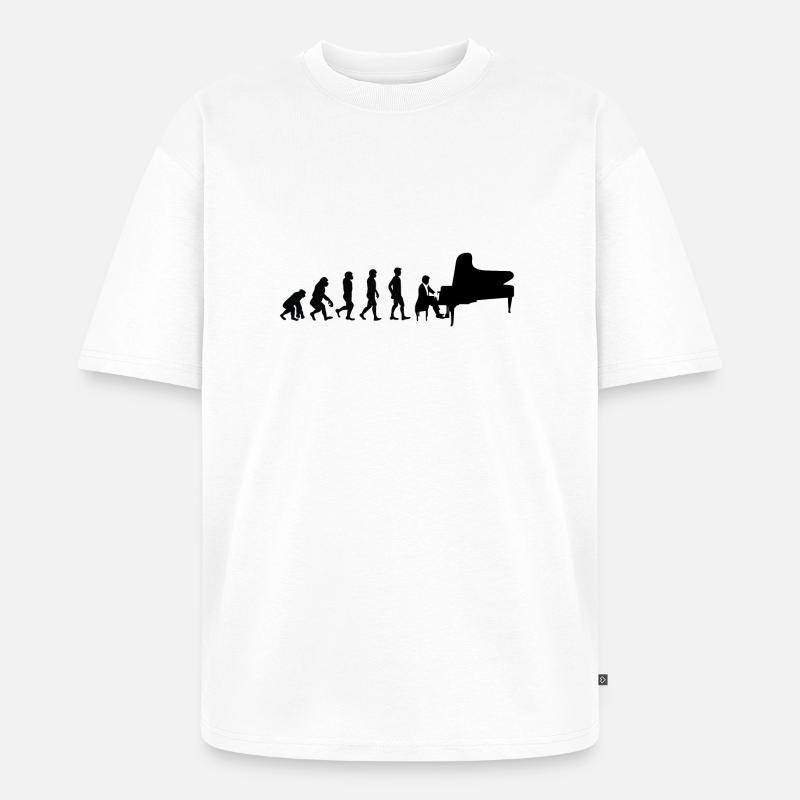 Evolution Pianist - Unisex Premium Oversized Bio T-Shirt - Weiß