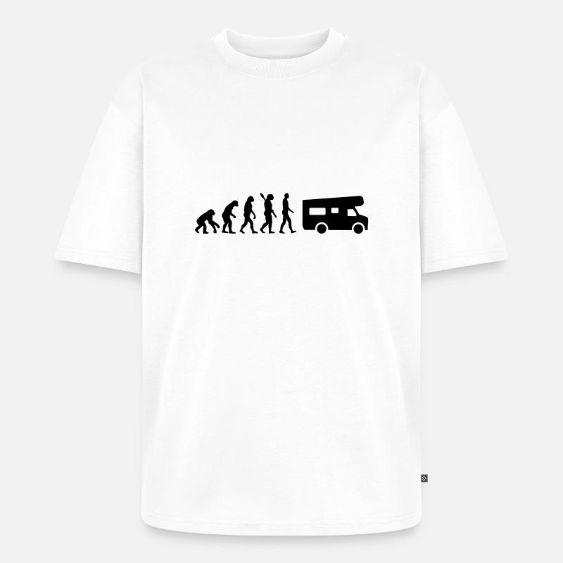 Evolution Camping - T-shirt Premium bio oversize Unisexe - blanc