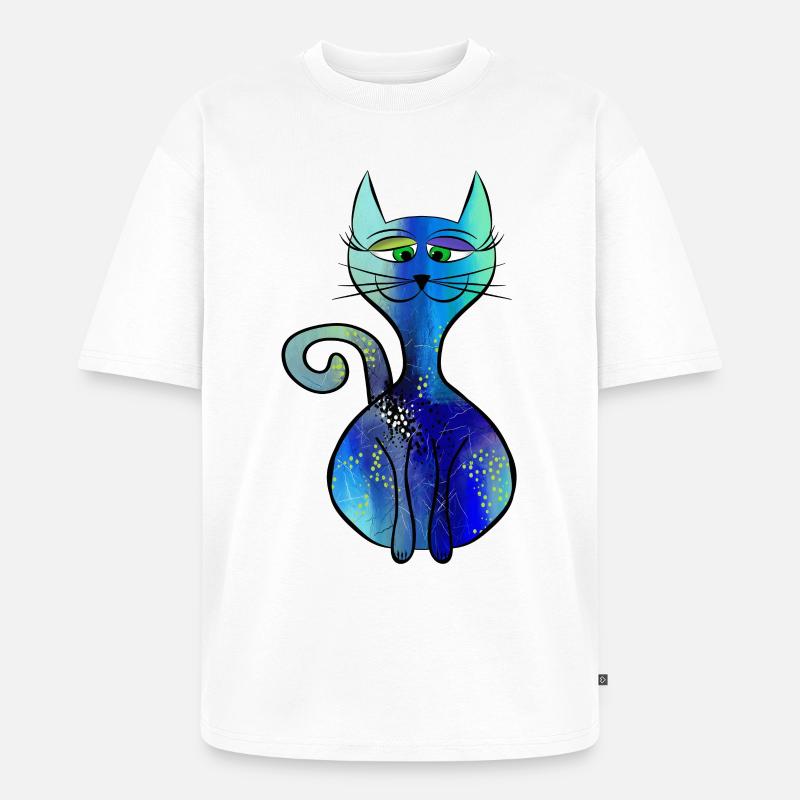 Katze - Unisex Premium Oversized Bio T-Shirt - Weiß