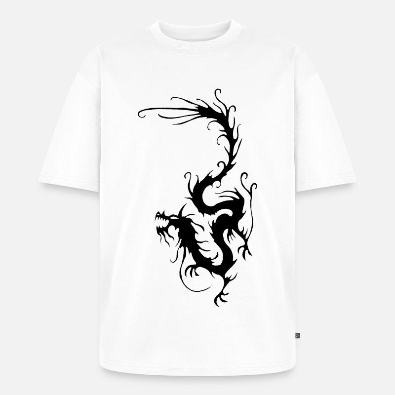 Schwarzer Rauchdrache - Unisex Premium Oversized Bio T-Shirt - Weiß