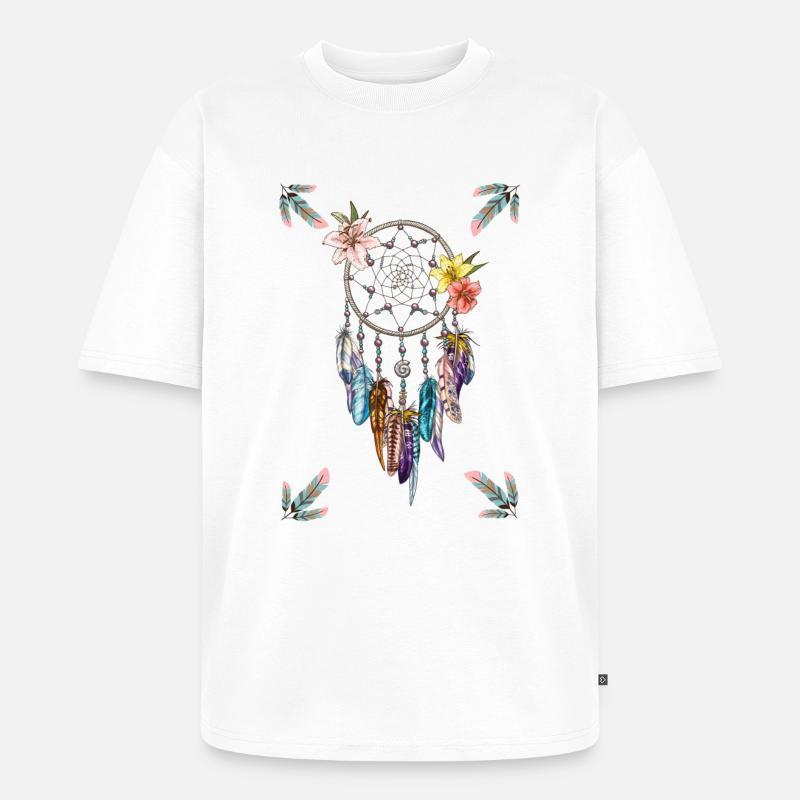 Traumfänger, Style - Unisex Premium Oversized Bio T-Shirt - Weiß