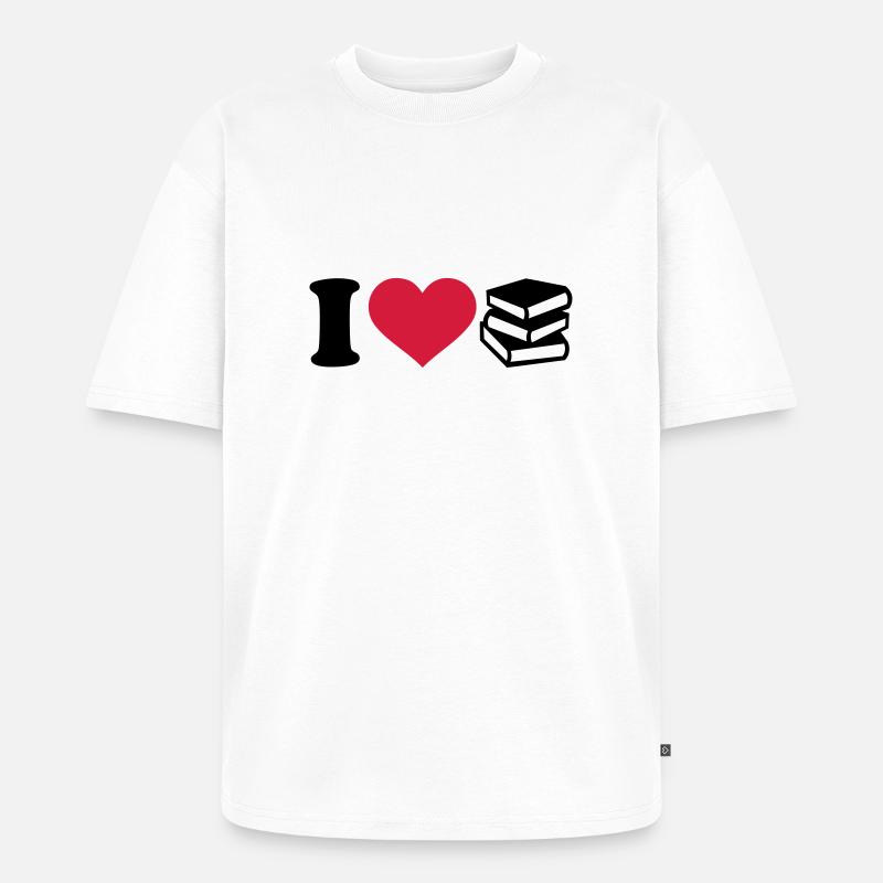 Bücher - Unisex Premium Oversized Bio T-Shirt - Weiß