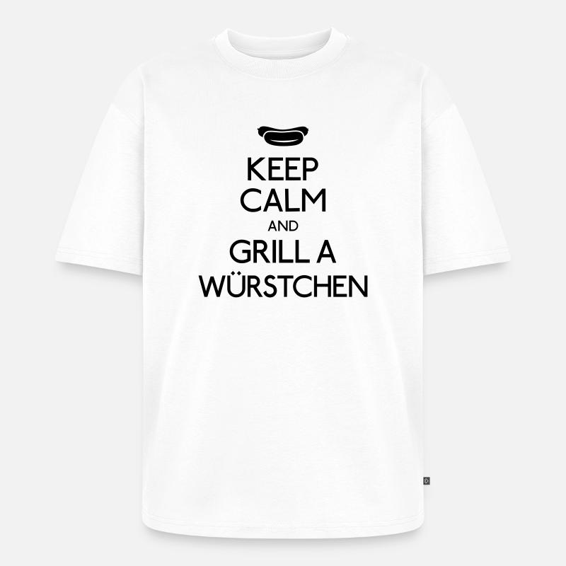 Keep Calm Bratwurst - Unisex Premium Oversized Bio T-Shirt - Weiß