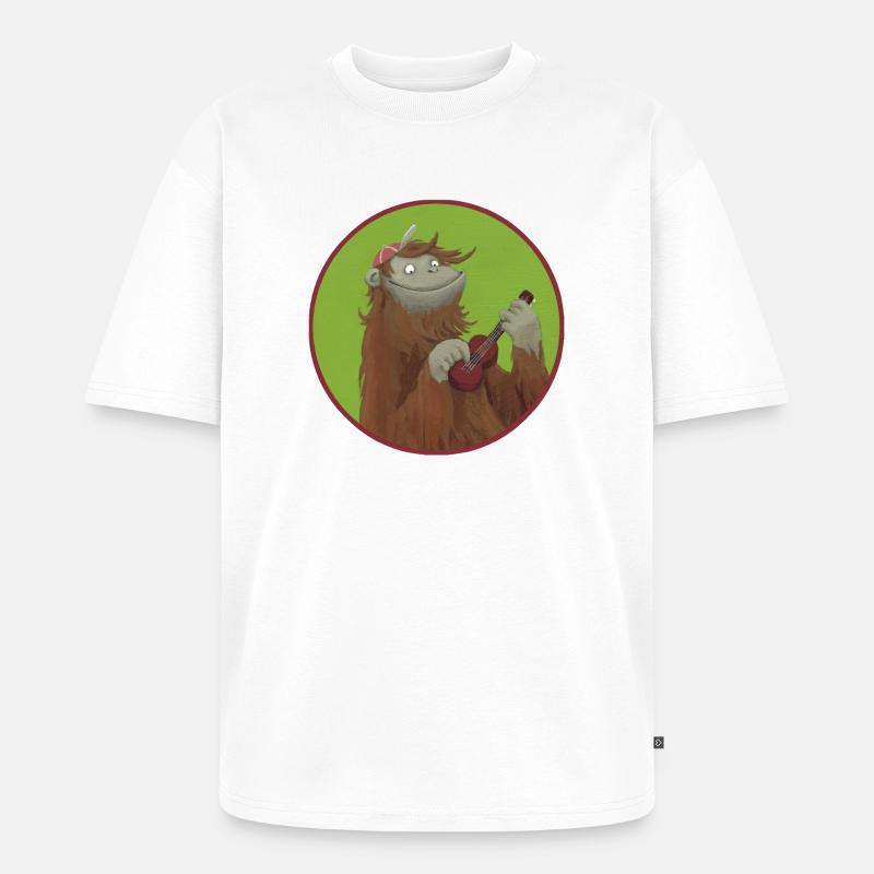Affe mit Ukulele - Unisex Premium Oversized Bio T-Shirt - Weiß